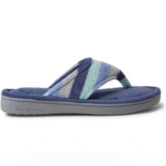 Dearfoams Melanie Colorblocked Microfiber Terry Thong, Women’s Large 9–10 (NWT) - Picture 2 of 7